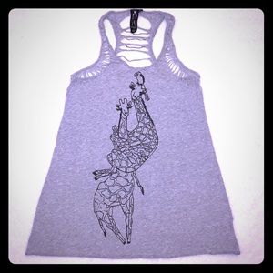FOREVER 21 twist open back Giraffe Tank top grey Medium